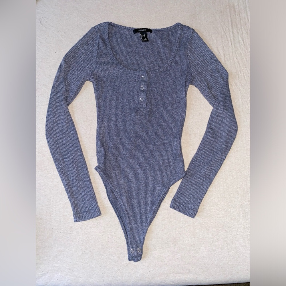 Forever 21 grey ribbed body suit